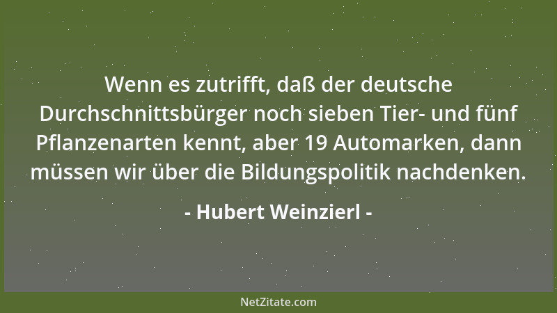 Hubert Weinzierl - Wenn es zutrifft, daß der deutsche Durchschnittsbürger noch sieben Tier- und fünf Pflanzenarten kennt, a...