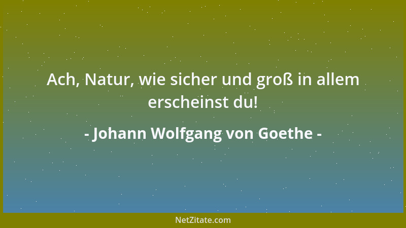 Johann Wolfgang von Goethe - Ach, Natur, wie sicher und groß in allem erscheinst du!...