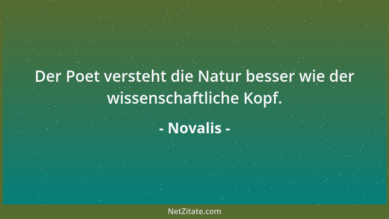 Novalis - Ein Gedicht muß ganz unerschöpflich sein wie ein Mensch und ein guter Spruch....