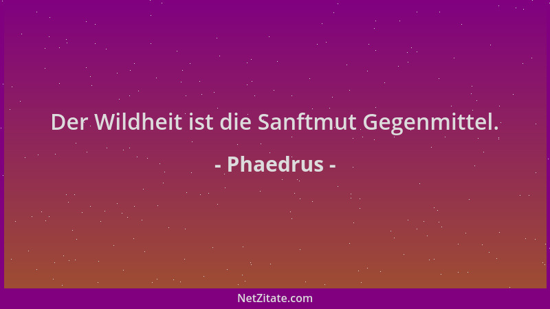 Phaedrus - Der Wildheit ist die Sanftmut Gegenmittel....
