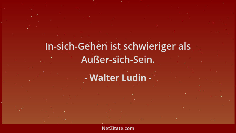 Walter Ludin - In-sich-Gehen ist schwieriger als Außer-sich-Sein....