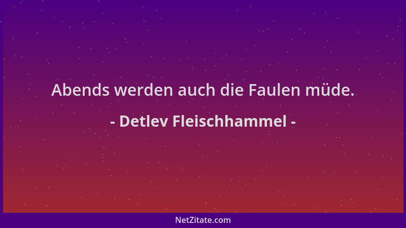 Detlev Fleischhammel - Abends werden auch die Faulen müde....