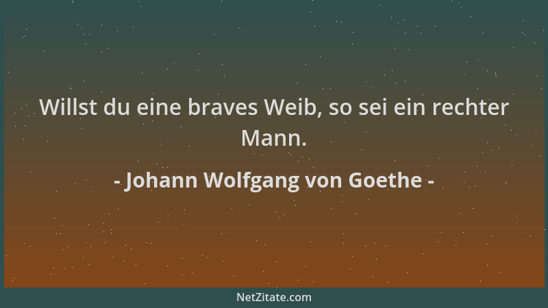 Johann Wolfgang von Goethe - Willst du eine braves Weib, so sei ein rechter Mann....
