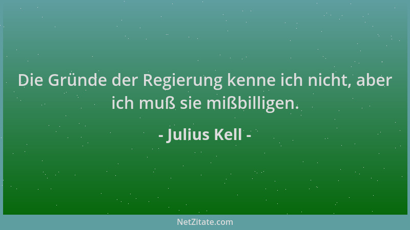 Julius Kell - Die Gründe der Regierung kenne ich nicht, aber ich muß sie mißbilligen....
