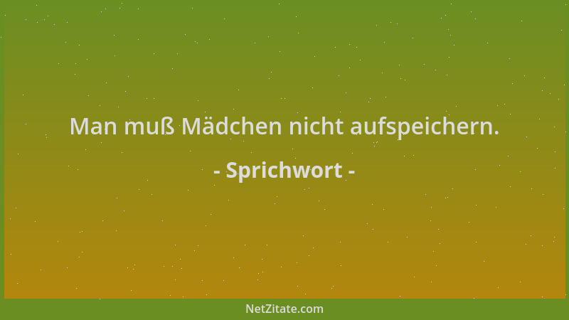 Sprichwort - Man muß Mädchen nicht aufspeichern....