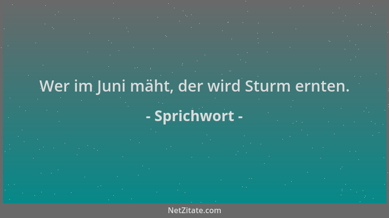 Sprichwort - Wer im Juni mäht, der wird Sturm ernten....