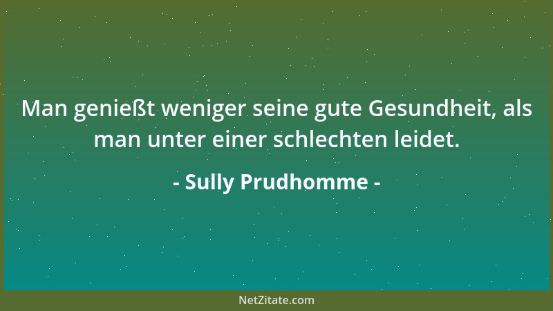 Sully Prudhomme - Man genießt weniger seine gute Gesundheit, als man unter einer schlechten leidet....