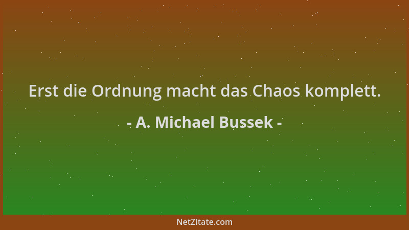 A. Michael Bussek - Erst die Ordnung macht das Chaos komplett....