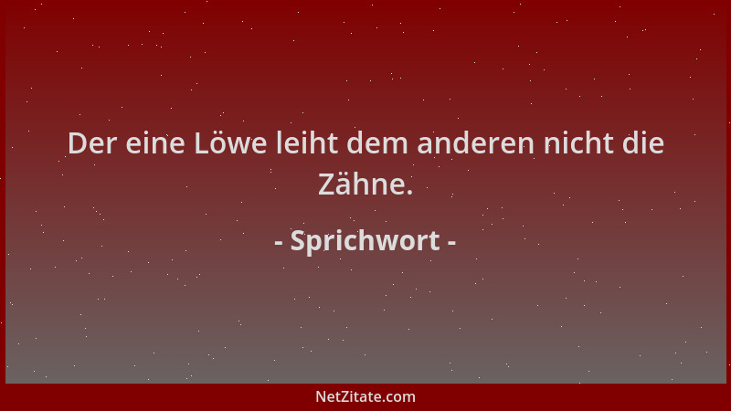 Sprichwort - Der eine Löwe leiht dem anderen nicht die Zähne....