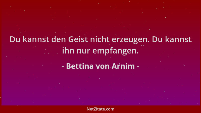 Bettina von Arnim - Du kannst den Geist nicht erzeugen. Du kannst ihn nur empfangen....