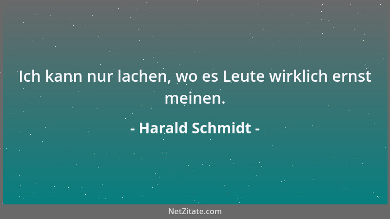 Harald Schmidt - Ich kann nur lachen, wo es Leute wirklich ernst meinen....