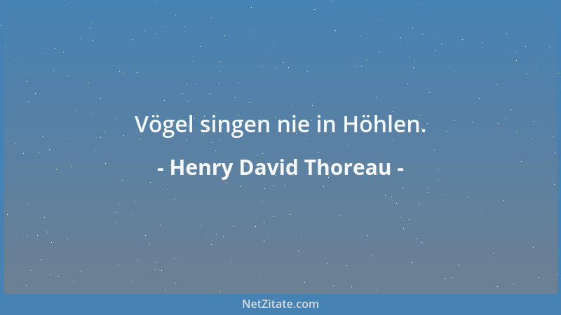 Henry David Thoreau - Vögel singen nie in Höhlen....