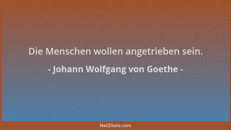 Johann Wolfgang von Goethe - Die Menschen wollen angetrieben sein....