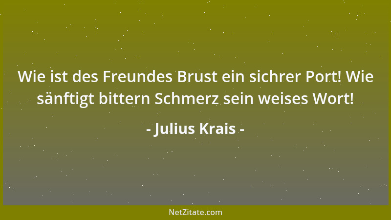 Julius Krais - Wie ist des Freundes Brust ein sichrer Port! Wie sänftigt bittern Schmerz sein weises Wort!...