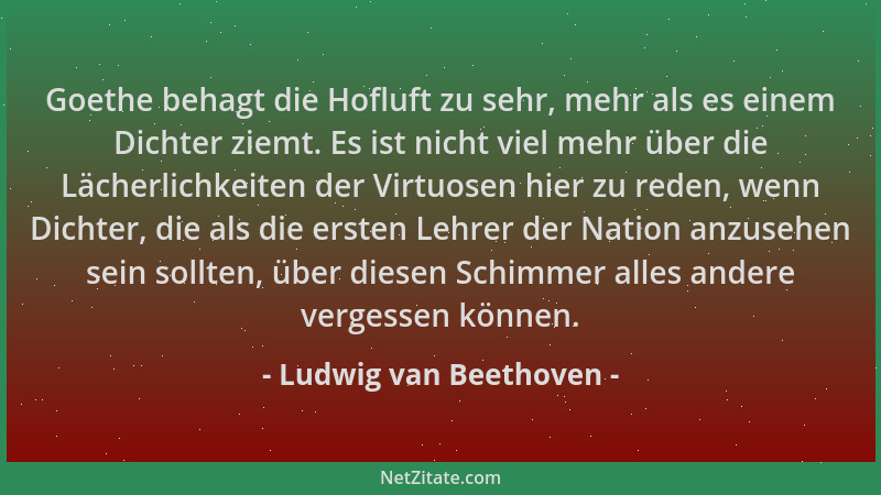 Ludwig van Beethoven - Goethe behagt die Hofluft zu sehr, mehr als es einem Dichter ziemt. Es ist nicht viel mehr über die...