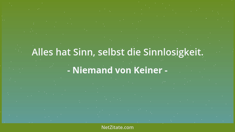 Niemand von Keiner - Alles hat Sinn, selbst die Sinnlosigkeit....