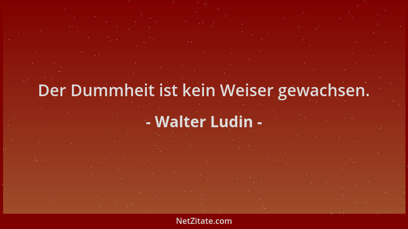 Walter Ludin - Der Dummheit ist kein Weiser gewachsen....