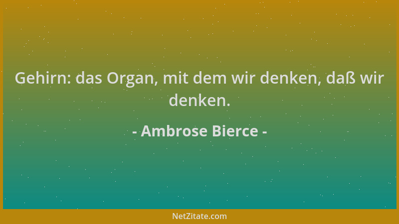 Ambrose Bierce - Gehirn: das Organ, mit dem wir denken, daß wir denken....