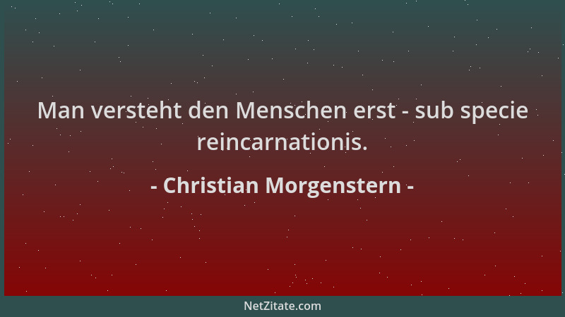 Christian Morgenstern - Man versteht den Menschen erst - sub specie reincarnationis....