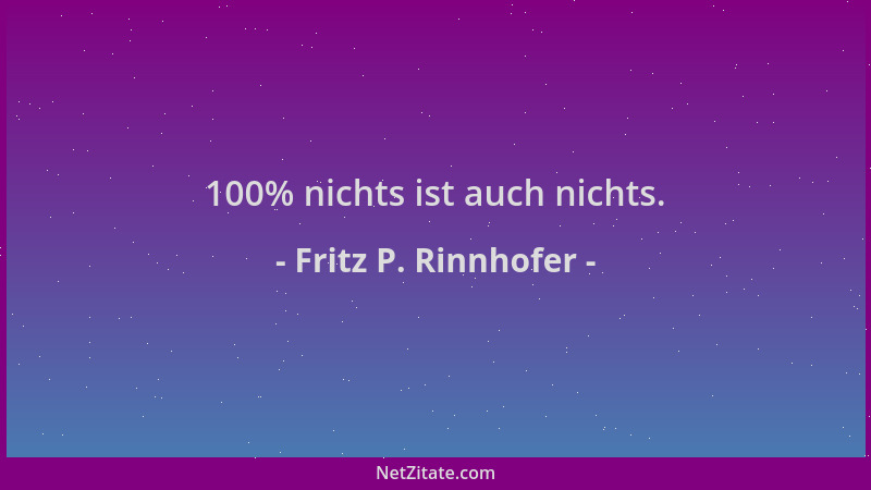 Fritz P. Rinnhofer - 100% nichts ist auch nichts....