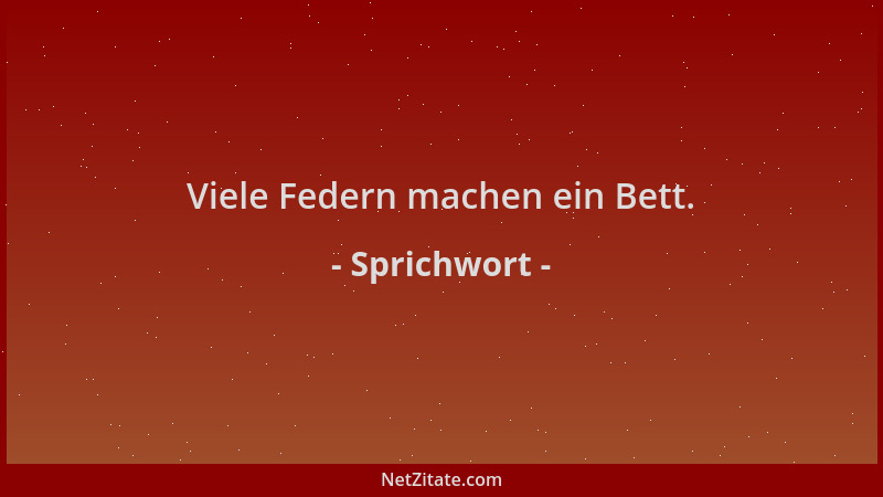 Sprichwort - Viele Federn machen ein Bett....