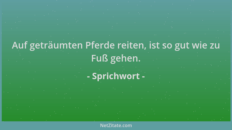 Sprichwort - Auf geträumten Pferde reiten, ist so gut wie zu Fuß gehen....