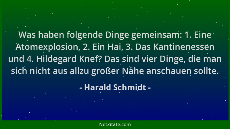 Harald Schmidt - Was haben folgende Dinge gemeinsam: 1. Eine Atomexplosion, 2. Ein Hai, 3. Das Kantinenessen und 4. Hildega...