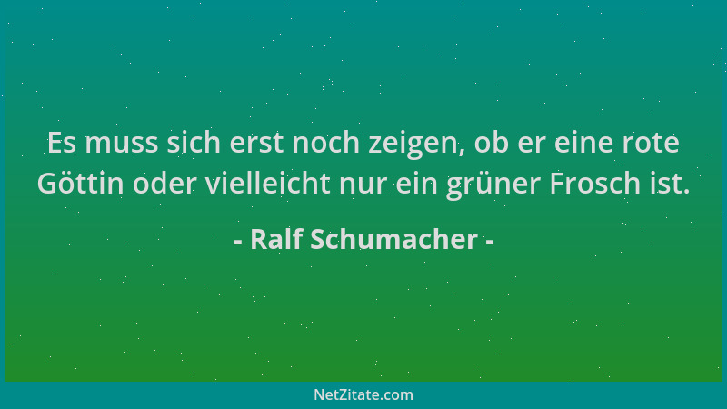 Ralf Schumacher - Es muss sich erst noch zeigen, ob er eine rote Göttin oder vielleicht nur ein grüner Frosch ist....