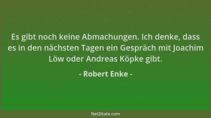 Robert Enke - Es gibt noch keine Abmachungen. Ich denke, dass es in den nächsten Tagen ein Gespräch mit Joachim Löw oder An...