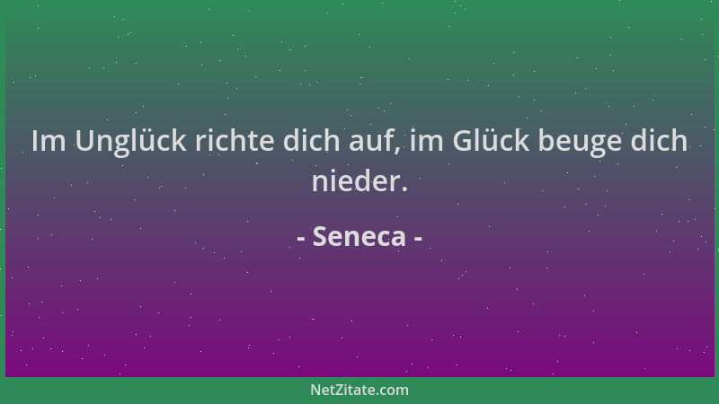 Seneca - Im Unglück richte dich auf, im Glück beuge dich nieder....