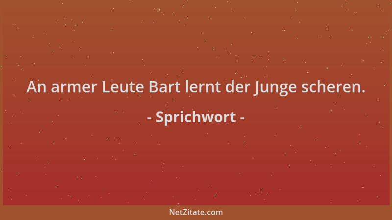 Sprichwort - An armer Leute Bart lernt der Junge scheren....