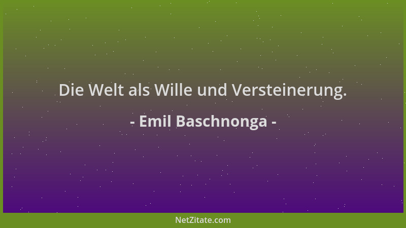 Emil Baschnonga - Die Welt als Wille und Versteinerung....