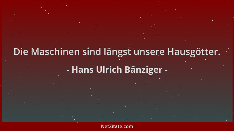 Hans Ulrich Bänziger - Die Maschinen sind längst unsere Hausgötter....