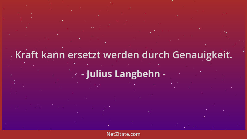 Julius Langbehn - Kraft kann ersetzt werden durch Genauigkeit....