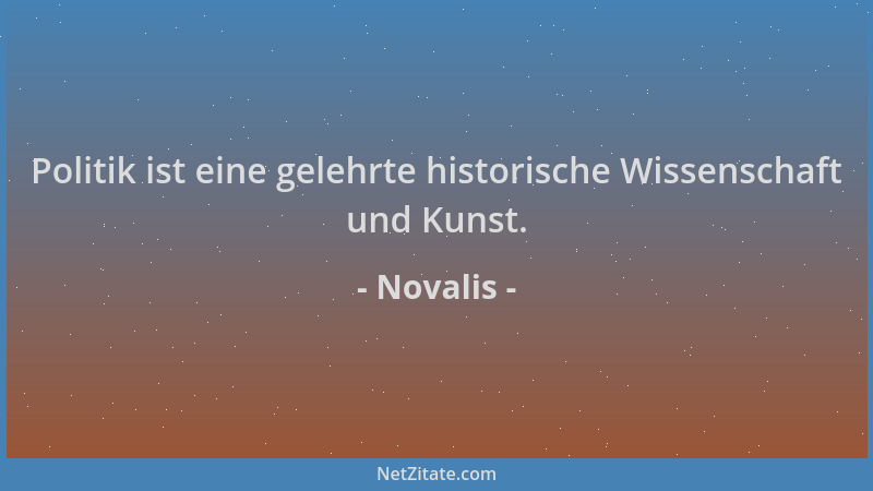 Novalis - Politik ist eine gelehrte historische Wissenschaft und Kunst....