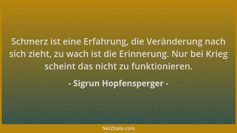 Sigrun Hopfensperger - Schmerz ist eine Erfahrung, die Veränderung nach sich zieht, zu wach ist die Erinnerung. Nur bei Kri...