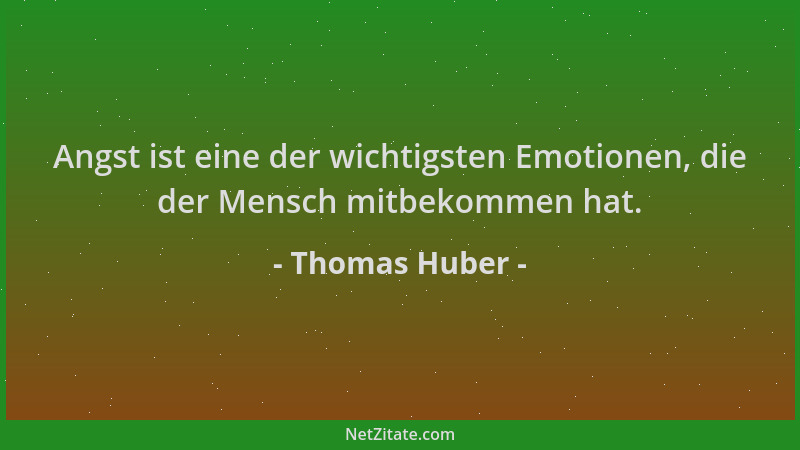 Thomas Huber - Angst ist eine der wichtigsten Emotionen, die der Mensch mitbekommen hat....