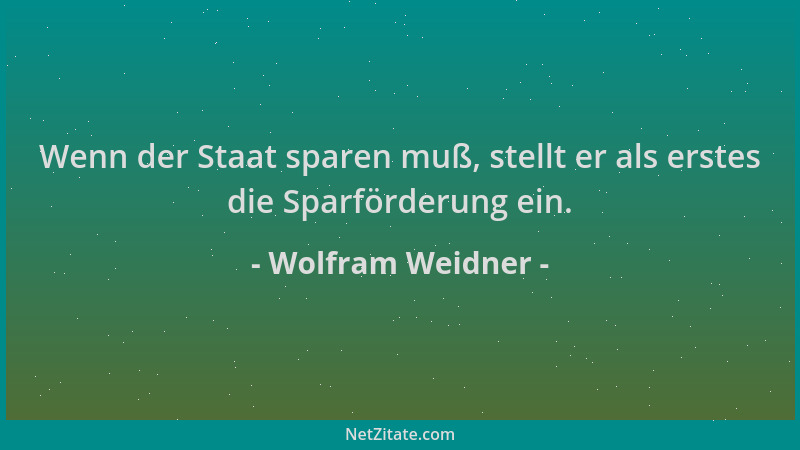 Wolfram Weidner - Wenn der Staat sparen muß, stellt er als erstes die Sparförderung ein....