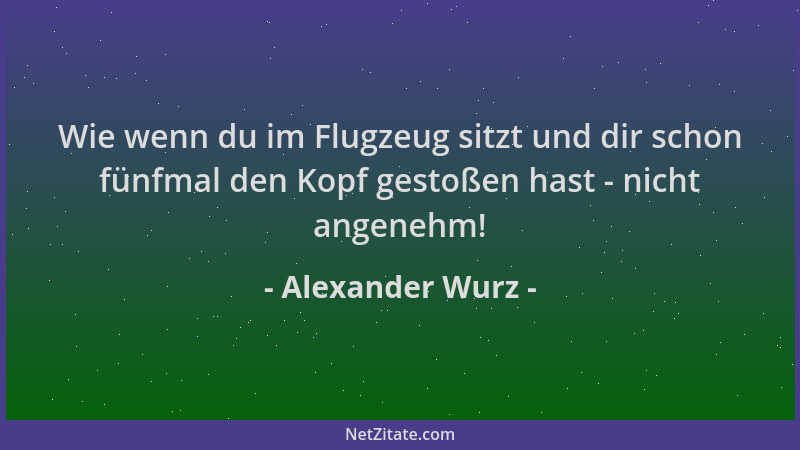 Alexander Wurz - Wie wenn du im Flugzeug sitzt und dir schon fünfmal den Kopf gestoßen hast - nicht angenehm!...