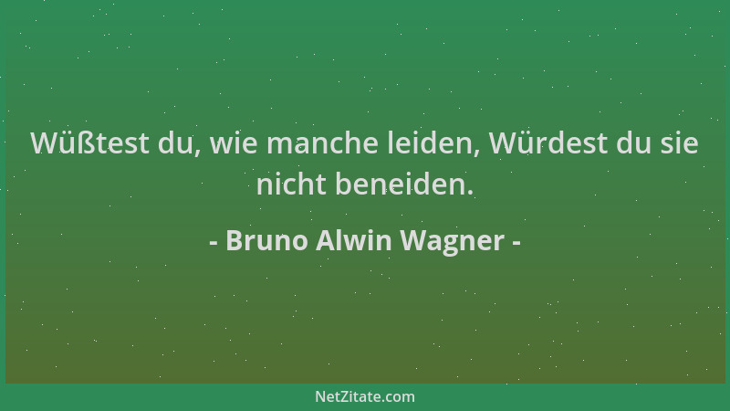 Bruno Alwin Wagner - Wüßtest du, wie manche leiden, Würdest du sie nicht beneiden....