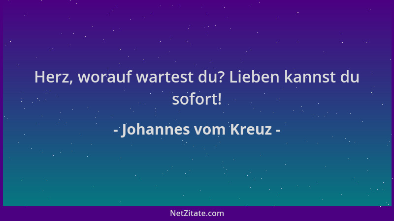 Johannes vom Kreuz - Herz, worauf wartest du? Lieben kannst du sofort!...