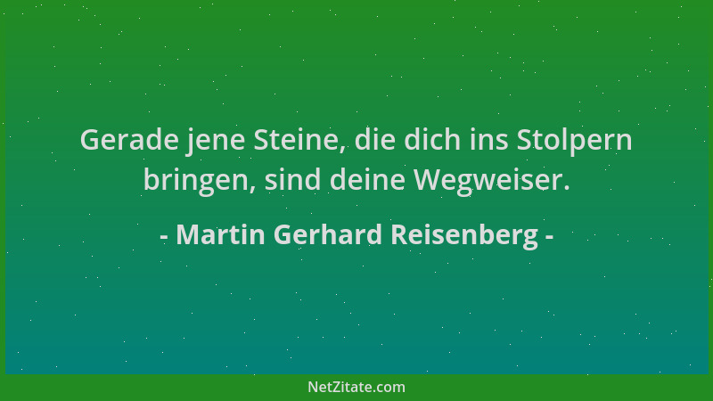 Martin Gerhard Reisenberg - Gerade jene Steine, die dich ins Stolpern bringen, sind deine Wegweiser....