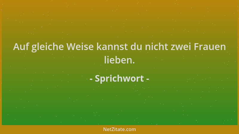 Sprichwort - Auf gleiche Weise kannst du nicht zwei Frauen lieben....