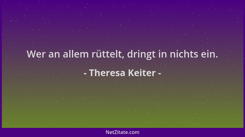 Theresa Keiter - Wer an allem rüttelt, dringt in nichts ein....