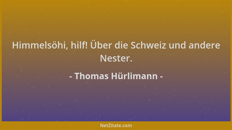 Thomas Hürlimann - Himmelsöhi, hilf! Über die Schweiz und andere Nester....