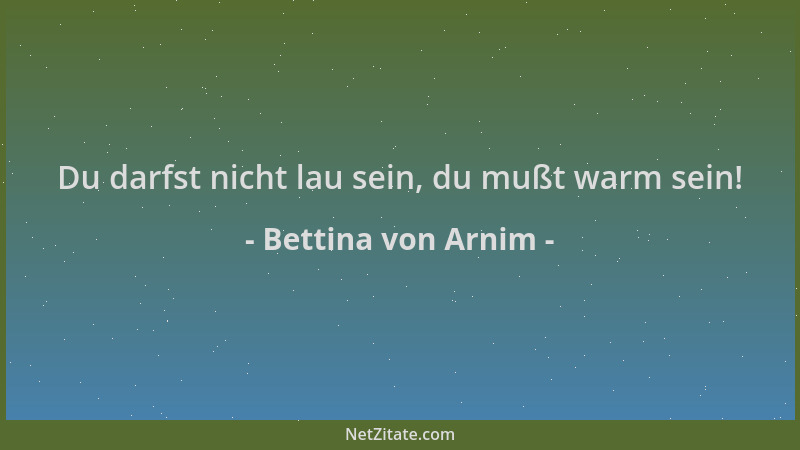 Bettina von Arnim - Du darfst nicht lau sein, du mußt warm sein!...