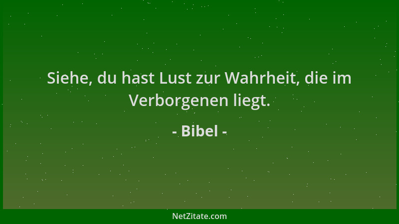 Bibel - Siehe, du hast Lust zur Wahrheit, die im Verborgenen liegt....