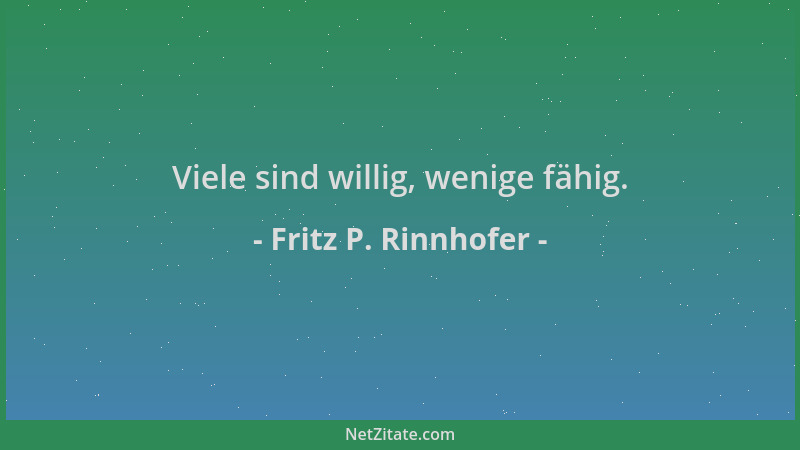 Fritz P. Rinnhofer - Viele sind willig, wenige fähig....