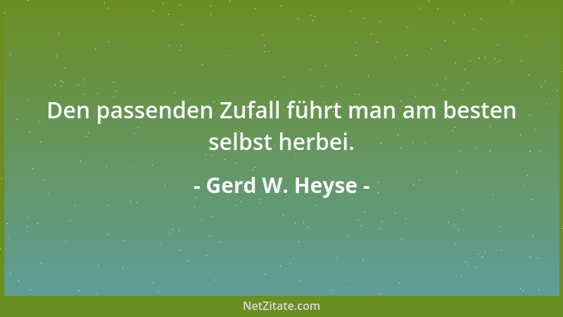 Gerd W. Heyse - Den passenden Zufall führt man am besten selbst herbei....