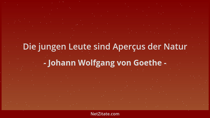 Johann Wolfgang von Goethe - Die jungen Leute sind Aperçus der Natur...
